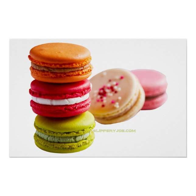 Pôster Biscoitos Macaroon de SlipperyJoe, comida empilhad (Frente)
