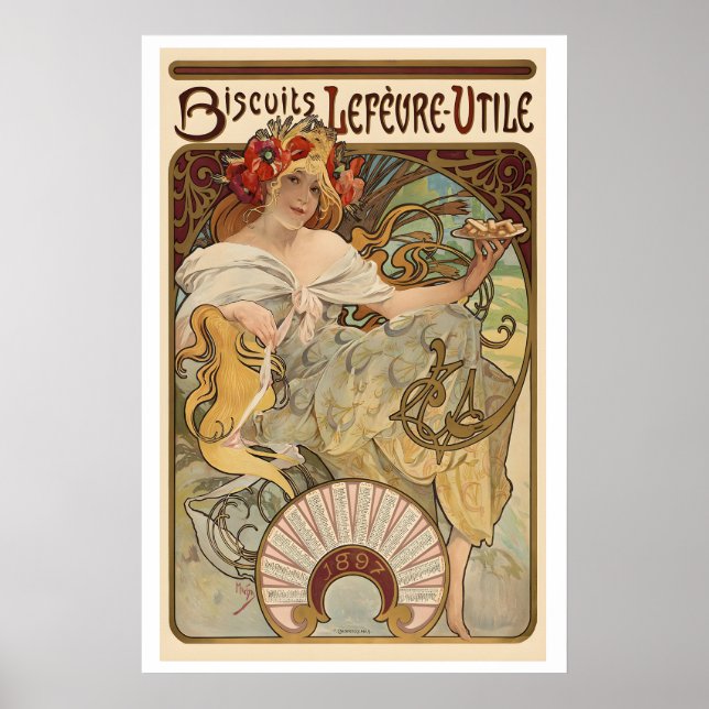 Poster Biscuits Lefevre-Utile 1897 Publicidade Antiga Vin (Frente)