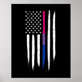 Poster Bisexual Thin Line American Flag