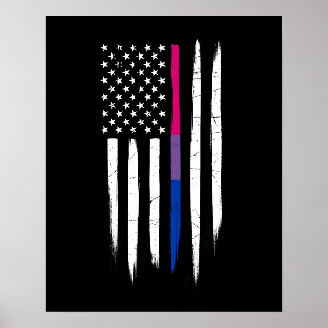 Poster Bisexual Thin Line American Flag (Frente)