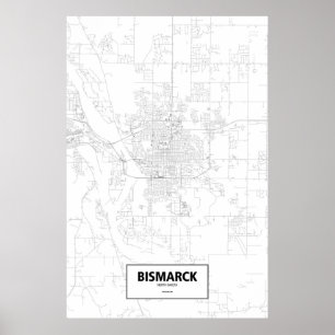 Pôster Bismarck, North Dakota (preto no branco)
