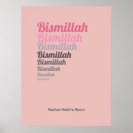 Poster Bismillah Typografia Pink Nursery Custom