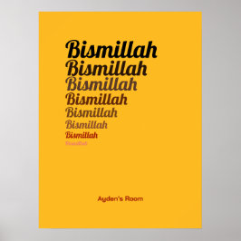 Poster Bismillah Typografia Yellow Banana Nursery Custom