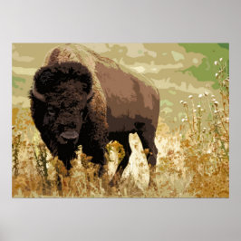 Poster Bison Buffalo American Pop Art