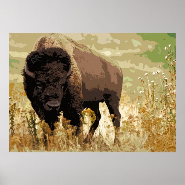 Poster Bison Buffalo American Pop Art (Frente)