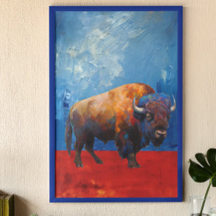Poster Bison Buffalo Colorful Abstrato Modern Painting