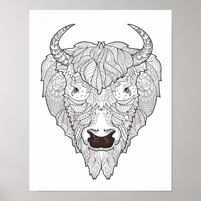 Poster Bison Head Doodle 2 (Frente)