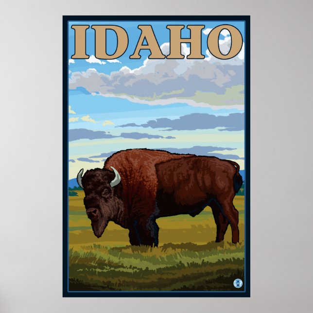 Pôster Bison Scene - Idaho (Frente)
