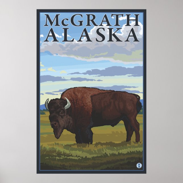 Pôster Bison Scene - McGrath, Alaska (Frente)