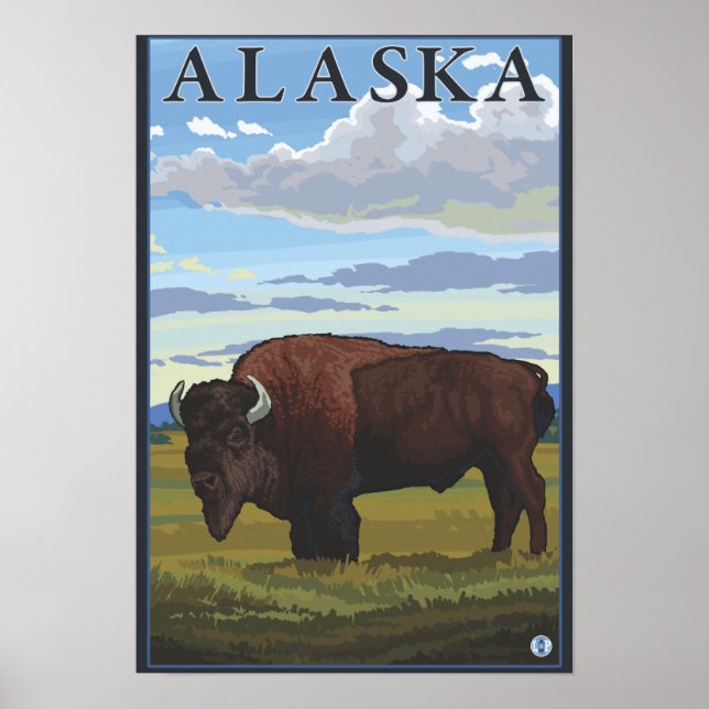 Poster Bison Scene- Viagens vintage (Frente)