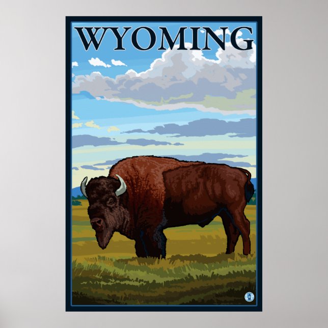 Poster Bison Scene - Wyoming (Frente)