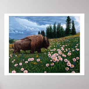 Pôster Bisonte americano - "nenhum tempo para flores "