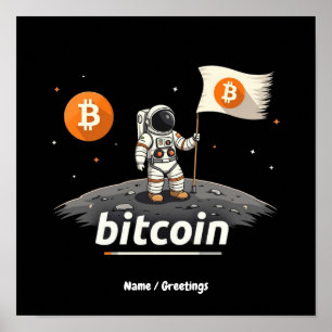 Poster Bitcoin Cripto Lua Astronauta Design BTC