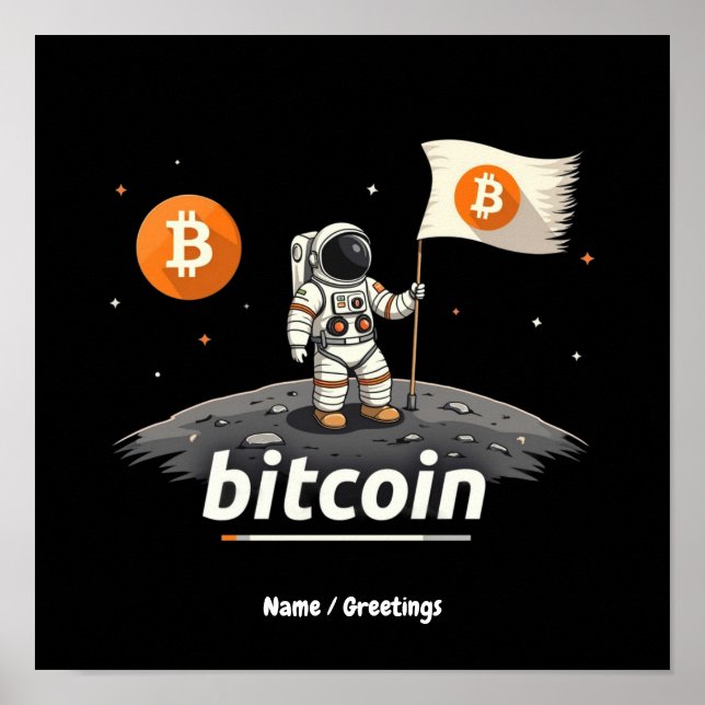 Poster Bitcoin Cripto Lua Astronauta Design BTC (Frente)