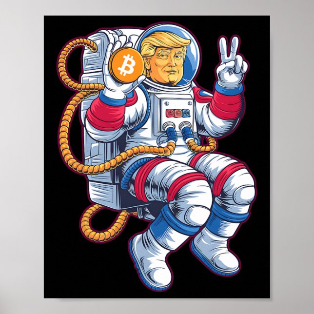 Poster Bitcoin Para a Lua Btc Astronauta Cripto Fomo Trum (Frente)