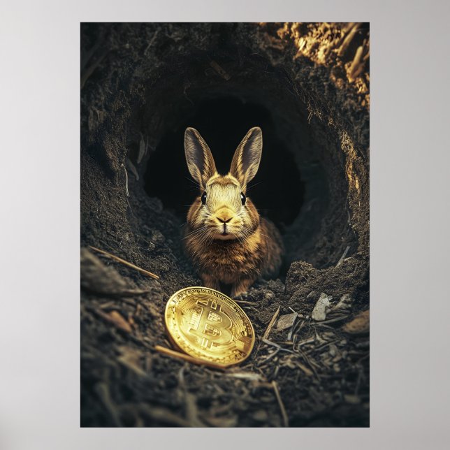 Poster Bitmoeda Rabbit Hole Crypto Bunny (Frente)