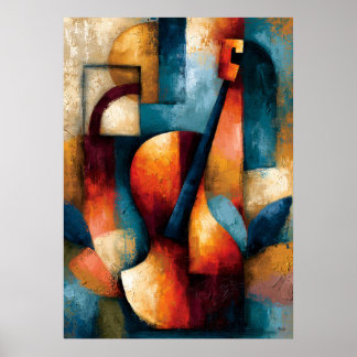 Poster Biwa Harmony Japanese Geometric Music Art