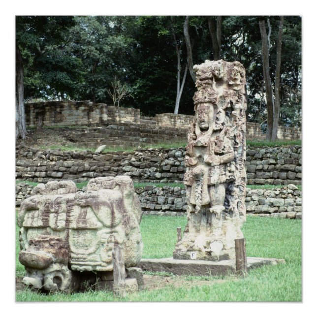 Pôster Bizarre Vivid Mayan Ruins Estatutos Antigos Hondur (Frente)