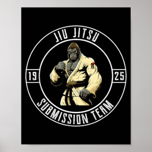 Poster BJJ MMA Gorila - Engraçado Jiu Jitsu Brasileiro