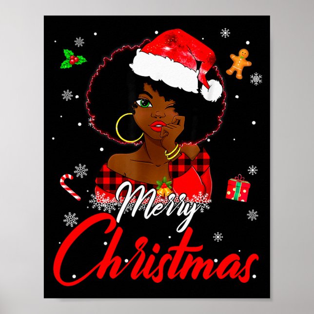 Poster Black African Girl American Melanin Christmas Sant (Frente)