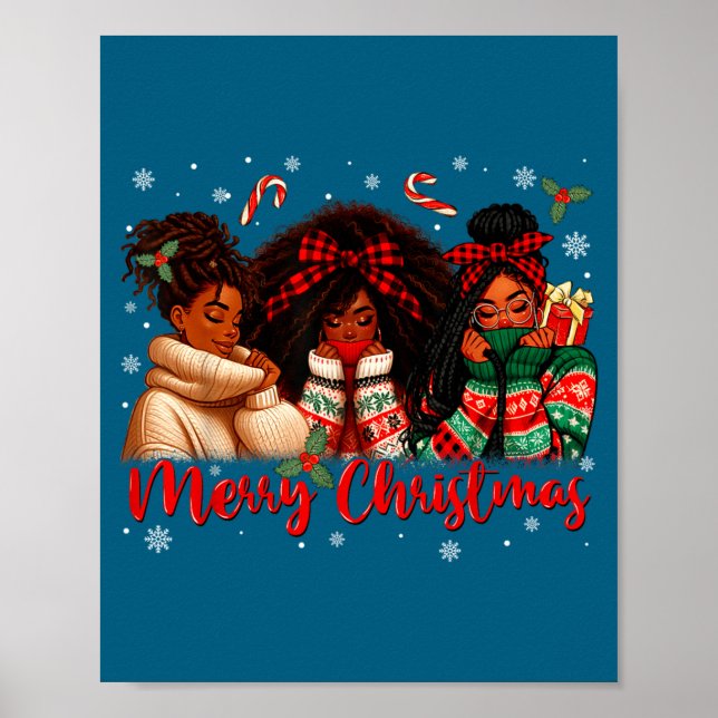 Poster Black African Girl American Melanin Christmas Sant (Frente)