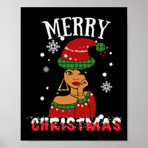 Poster Black African Merry Christmas Melanin Wom