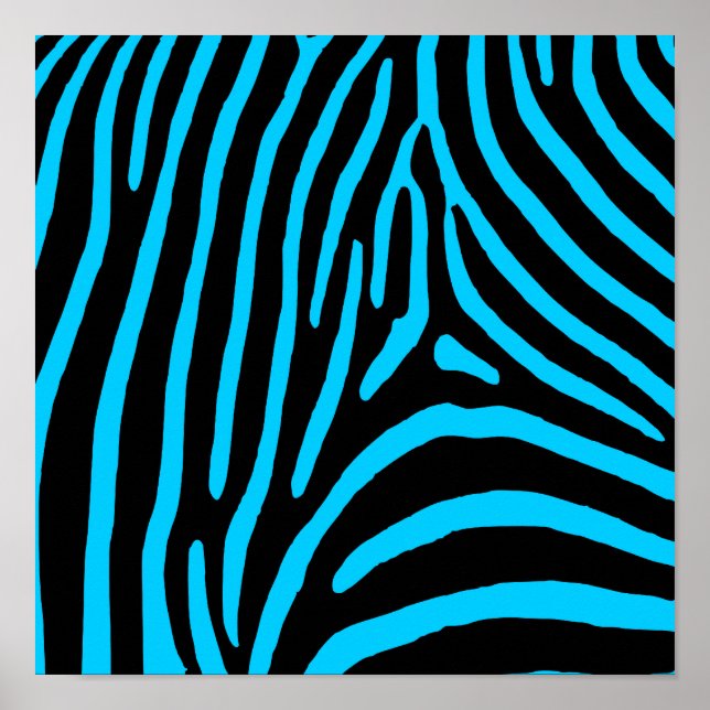 Pôster Black and Aqua Zebra Stripes (Frente)