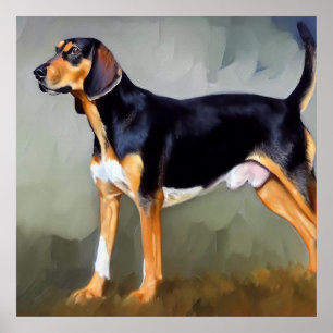 Poster Black and Tan Virginia Foxhound Dog