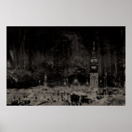 Poster Black and Taupe Distress Skyline Veneice Itália