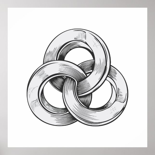 Poster Black and white abstract of three interconnected c (Frente)