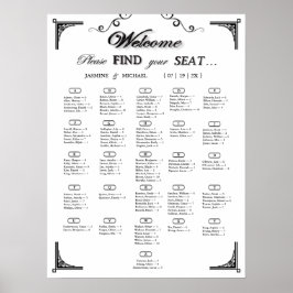 Poster Black and White Alphabetical Wedding Seating Chart
