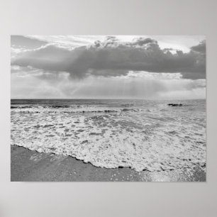 Poster Black and White Beach Ocean Photo 194