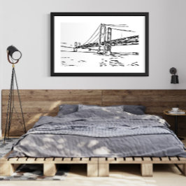 Pôster Black and White Bridge Art Print