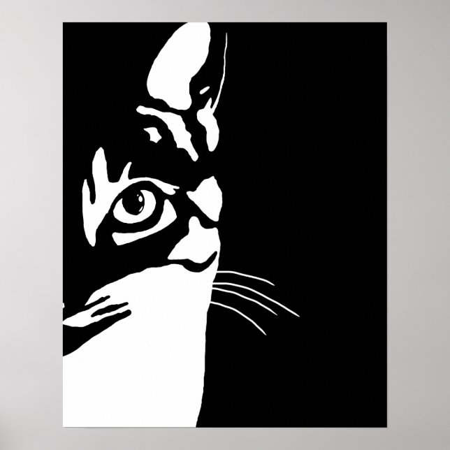 Poster Black and White cat 657 (Frente)