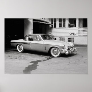 Poster Black and White Classic Car 1968 Europe