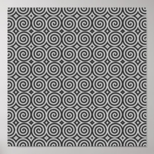 Pôster Black and white design. Pattern of Spirals.