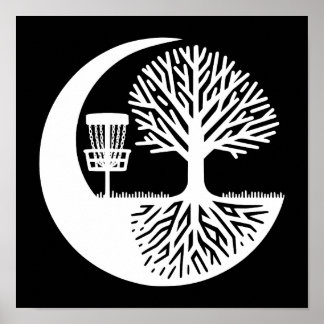 Poster Black and White Disc Golf Silhouette