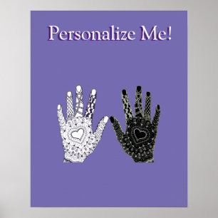 Pôster Black and White Friendship Hands