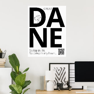 Poster Black and White Great Dane Minimal