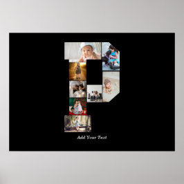 Poster Black and White Letter P Photo Collage