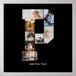Poster Black and White Letter P Photo Collage