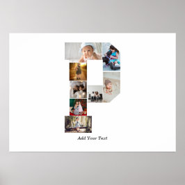 Poster Black and White Letter P Photo Collage