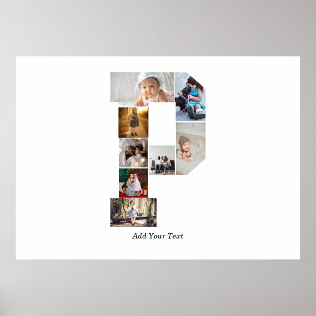 Poster Black and White Letter P Photo Collage (Frente)