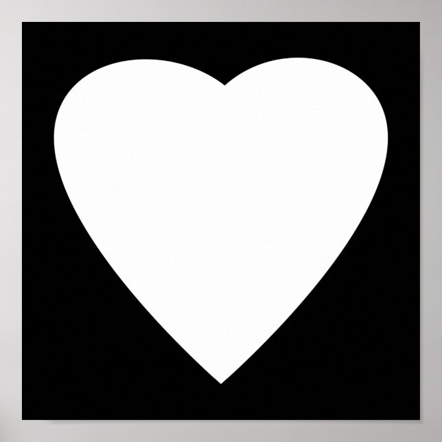 Pôster Black and White Love Heart Design. (Frente)