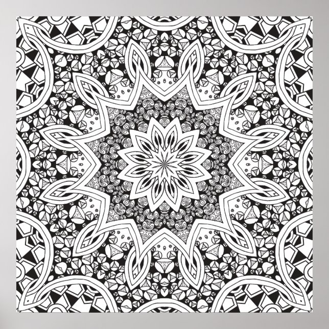 Pôster Black and White Mandala (Frente)