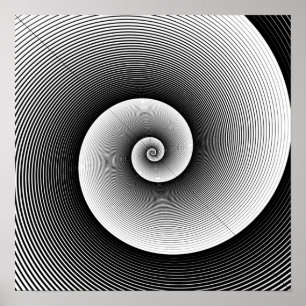 Poster Black and white modern art giant spiral
