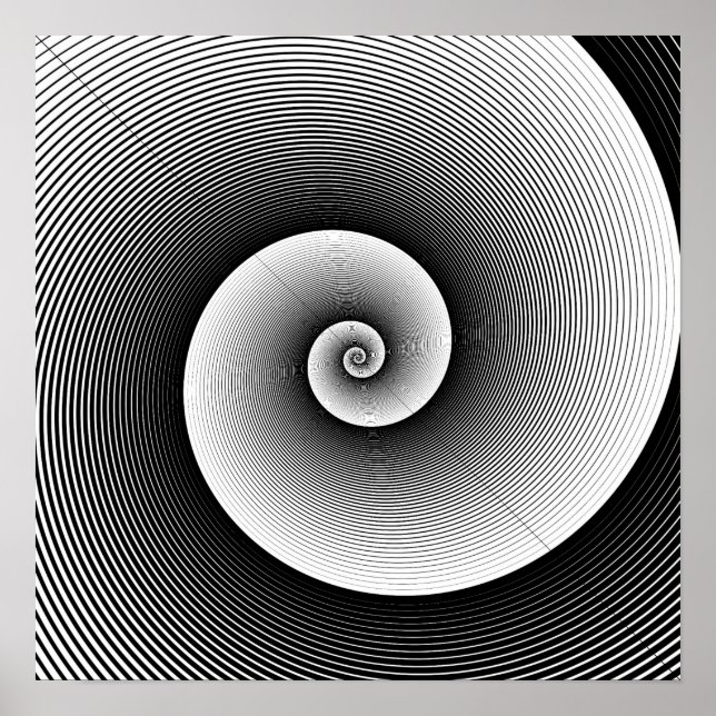 Poster Black and white modern art giant spiral (Frente)