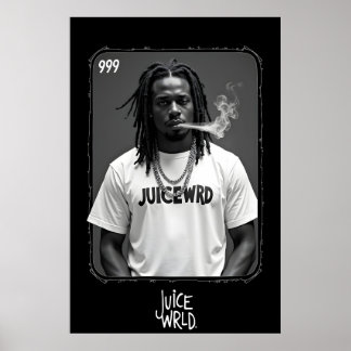 Poster Black and white portrait of male rapper smoking wi