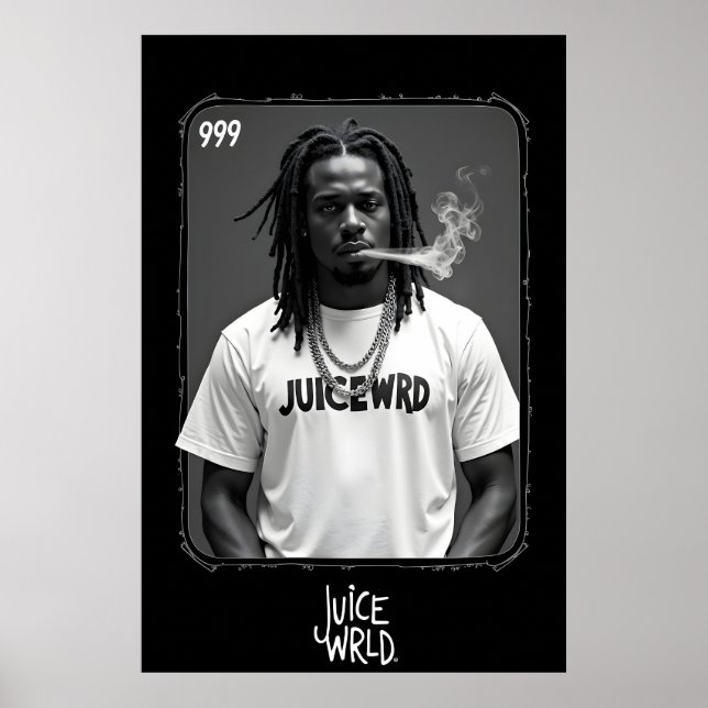 Poster Black and white portrait of male rapper smoking wi (Frente)