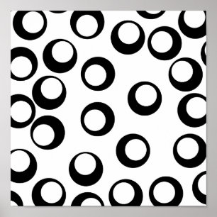 Poster Black and White Retro Circles Pattern.
